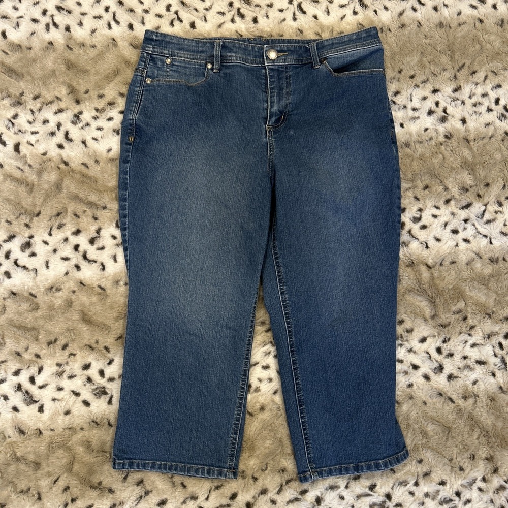 Christopher & Banks Women Capri Pants Jeans Size 8P Waist 32‎ Stretch Blue Denim